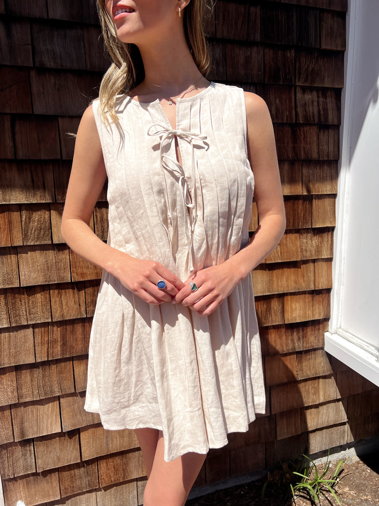 Linen Getaway Mini Dress - Beige