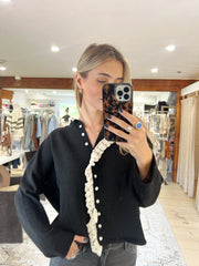 Lovelace Trim Cardi - Black