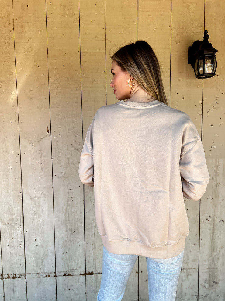 The Oversized Flag Pullover - Taupe