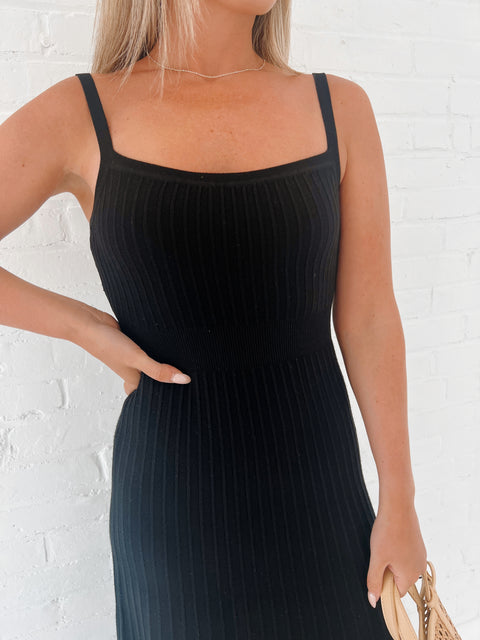 Derby Day Knit Midi Dress Black