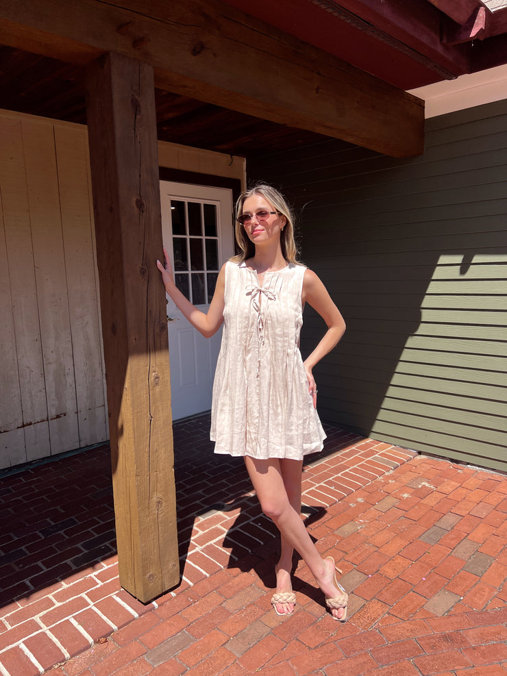 Linen Getaway Mini Dress - Beige