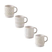 Stoneware Mug - Circle, Dash, Stripe, Weave