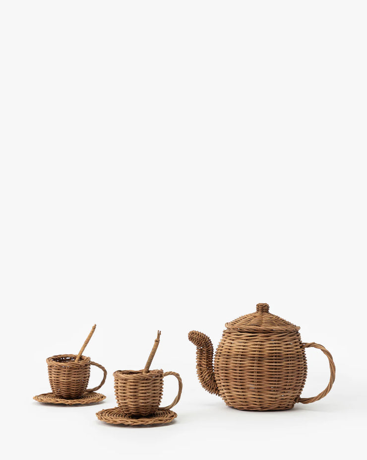 Woven Rattan Toy Tea Set