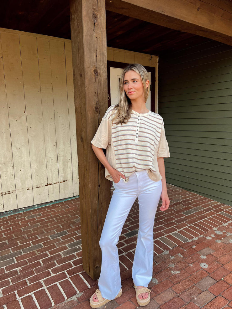 Bobbi Henley Top - Natural/Camel