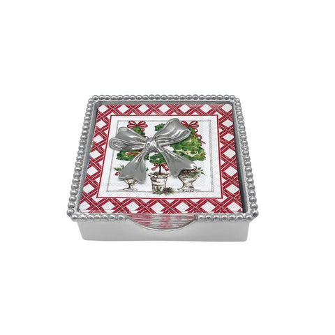 Mariposa Christmas Topiary Bow Beaded Napkin Box