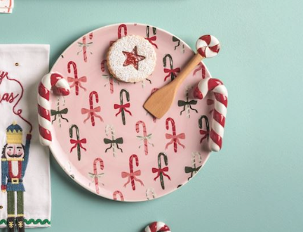 Candy Cane Cookie Plate Set