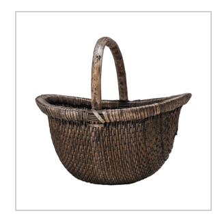 Decorative Hand-Woven Wicker Vintage Reproduction Basket, Antique Finish