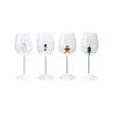 Stemmed Wine Glass with Holiday Figure Inside, 4 Styles