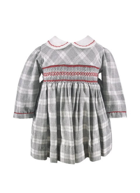 Heather Grey Plaid Baby Girl Long Sleeve Dress