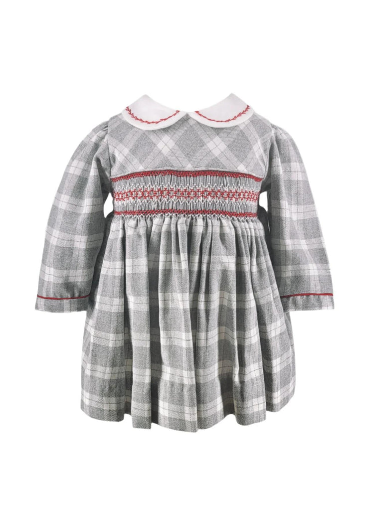 Heather Grey Plaid Baby Girl Long Sleeve Dress