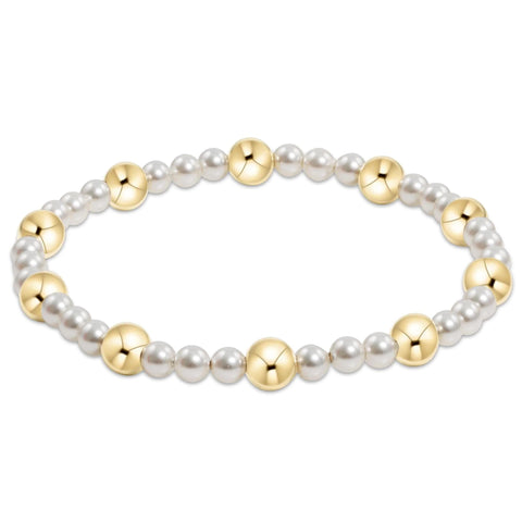 E. Newton Pearl Sincerity Pattern 4mm Bead Bracelet - 6mm Gold