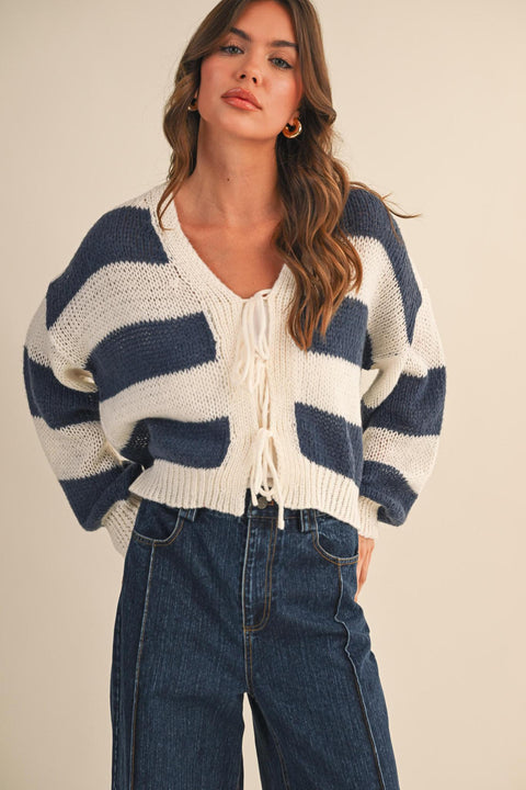 Game On Tie Front Cardigan Top