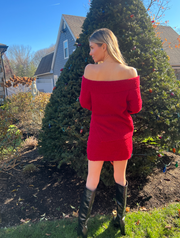 Merry Vibe Off The Shoulder Sweater - Red