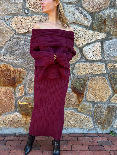 Best Dressed Off The Shoulder Sweater - Ruby
