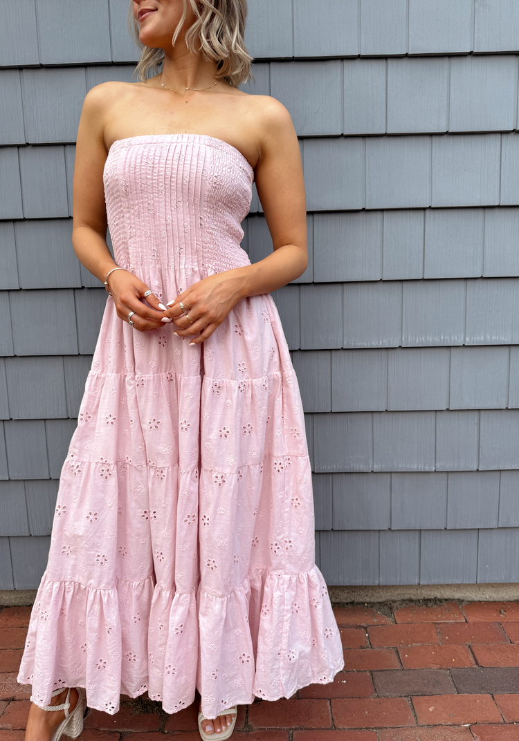 Pleated Petal Midi Dress - Light Pink LARGE Pleated Petal Midi Dress - Light Pink LARGE