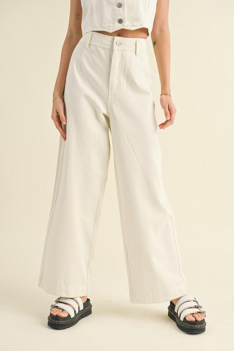 White Denim Down Crop