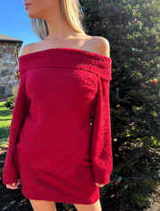 Merry Vibe Sweater Mini Skirt - Red