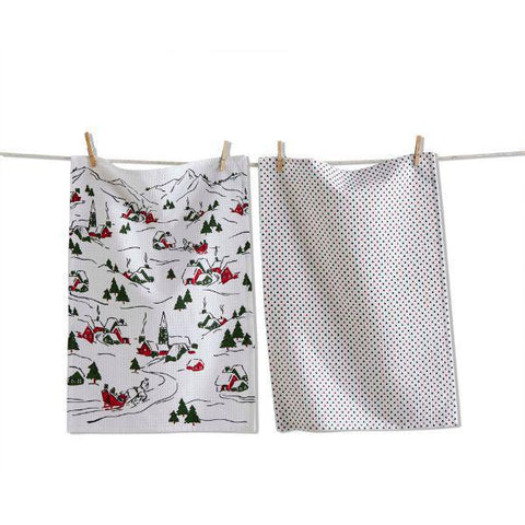 winter vignette dishtowel set of 2