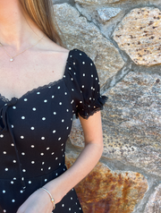 Sweet Bliss Dot Midi Dress - Black