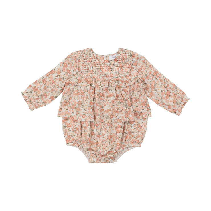 Sweet Rose Calico Smocked Ruffle Onesie