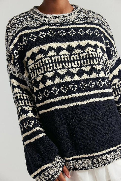 Dani Pattern Sweater in Black Combo