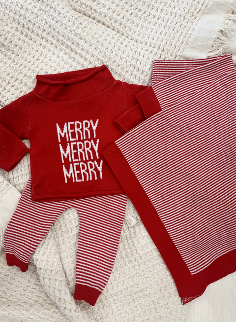 Baby Blanket - Red/ White Stripes