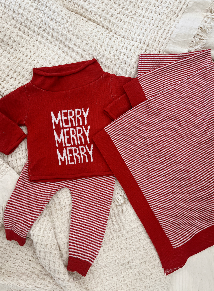 Baby Blanket - Red/ White Stripes