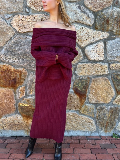 Best Dressed Maxi Sweater Skirt - Ruby