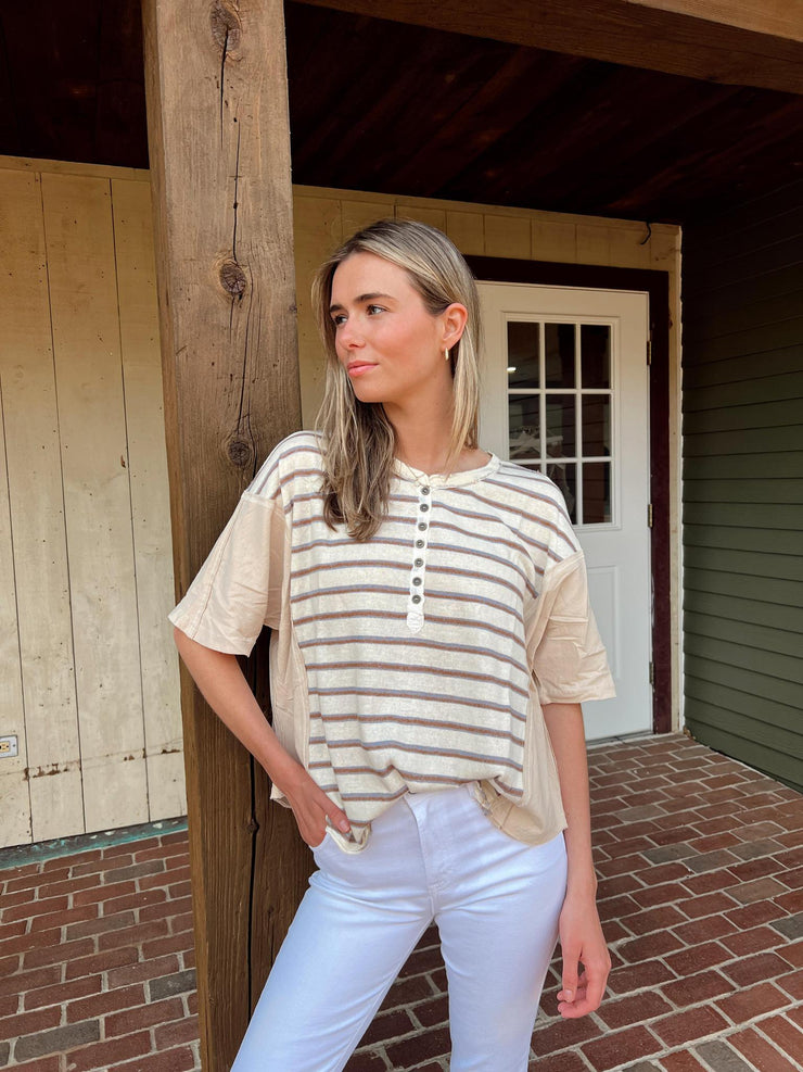 Bobbi Henley Top - Natural/Camel