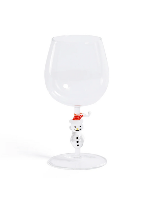 Snowman Sips Glassware - Wine Glass
