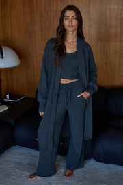 Staycation Open Front Cardigan - Charcoal