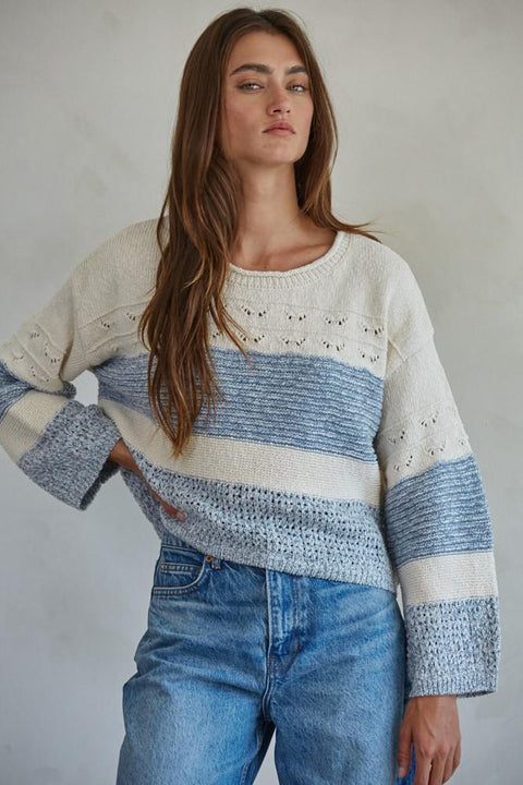 Millie Sweater Top - Natural Blue