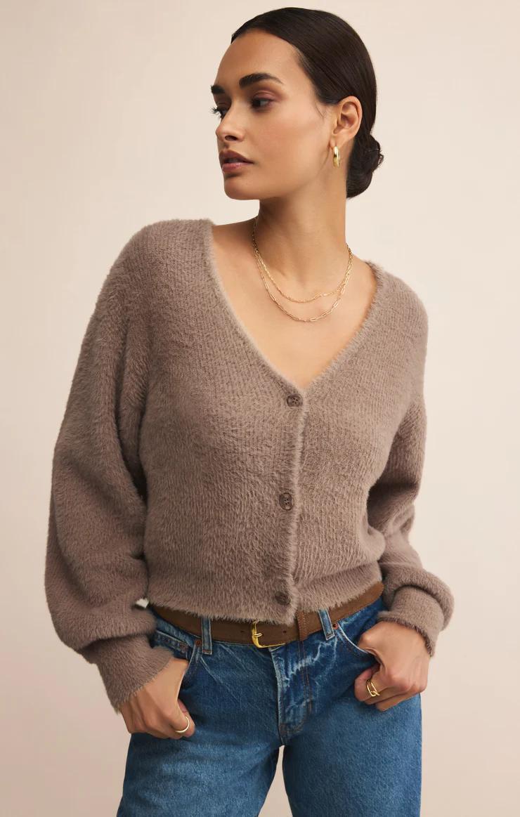SADIRA FLUFFY CARDIGAN MOONLIGHT