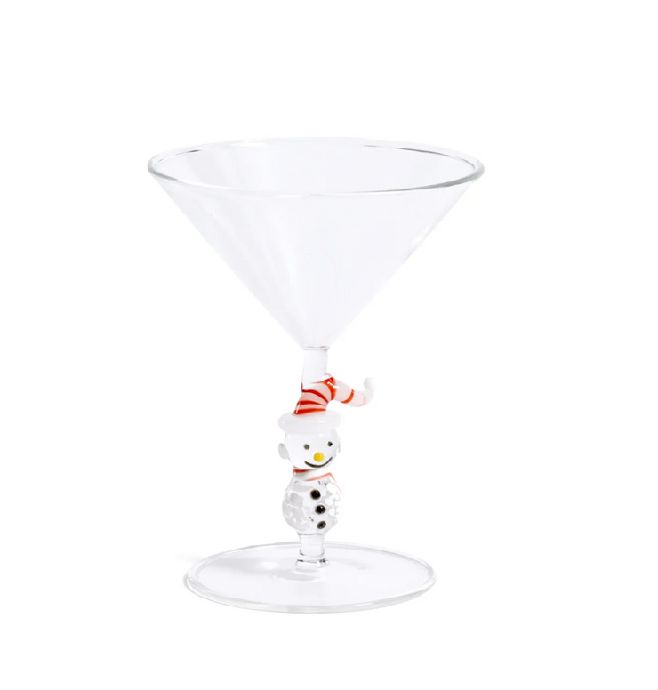 Snowman Sips Martini Glass