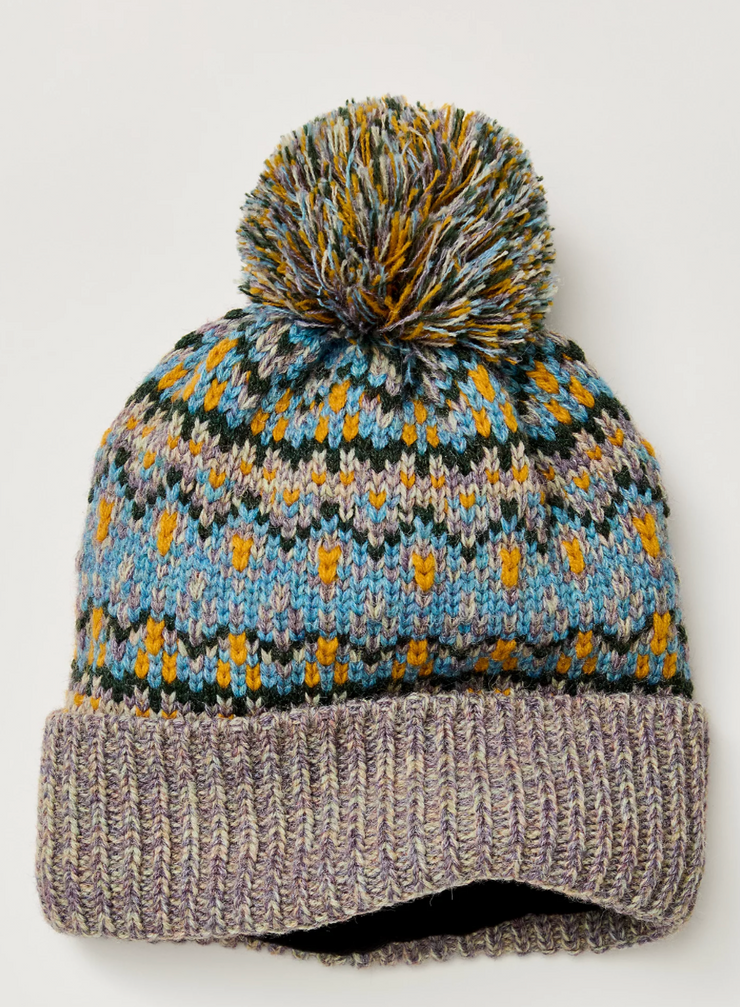 First Frost Fairisle Pom Pom Beanie - Sage