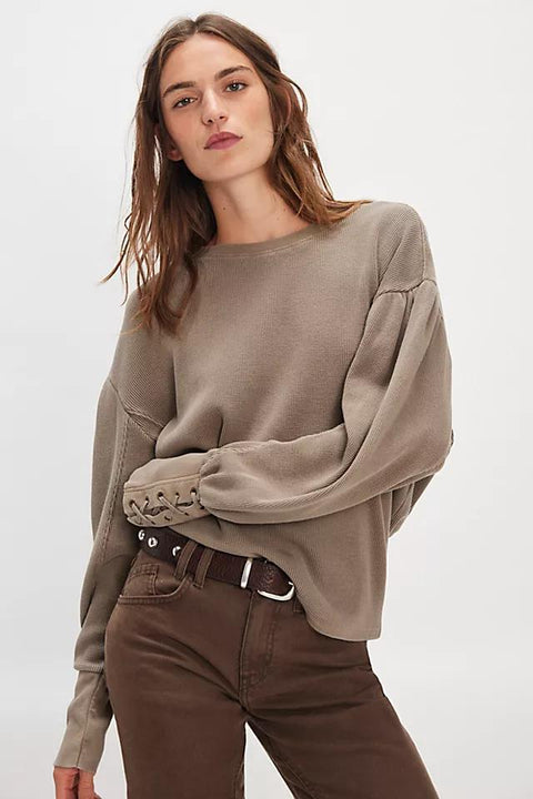 Lapis Cuff Long Sleeve in Fossil Dune