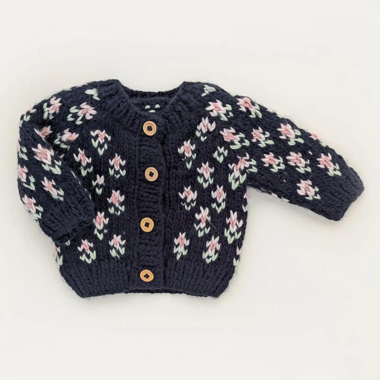 Bitty Blooms Indigo Cardigan Sweater For Baby & Toddler