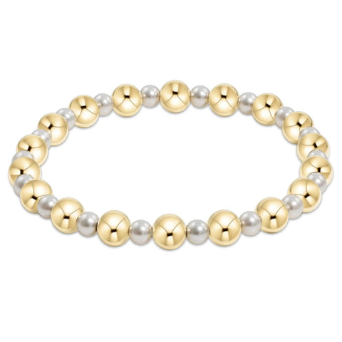 E. Newton Pearl Grateful Pattern 4mm Bead Bracelet - 6mm Gold