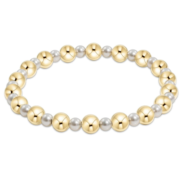 E. Newton Pearl Grateful Pattern 4mm Bead Bracelet - 6mm Gold