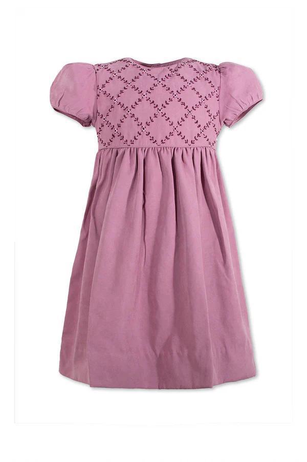 Sophisticated Suede Smocked Short Sleeve Dress - Mauve
