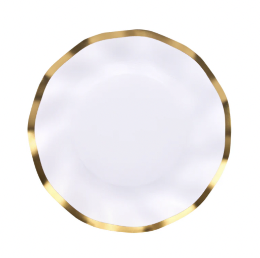 Wavy Salad Plate Everyday White/8pkg  350gsm, FOIL