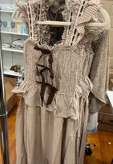 Bow Plaid Midi Dress