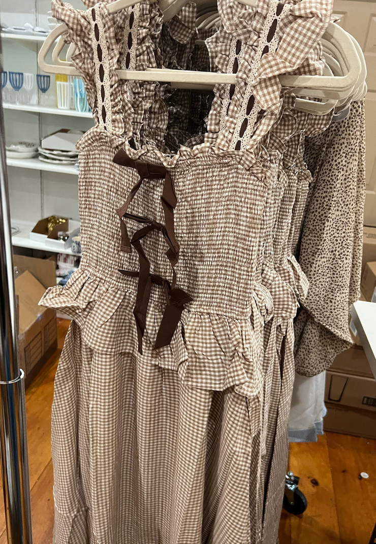 Bow Plaid Midi Dress