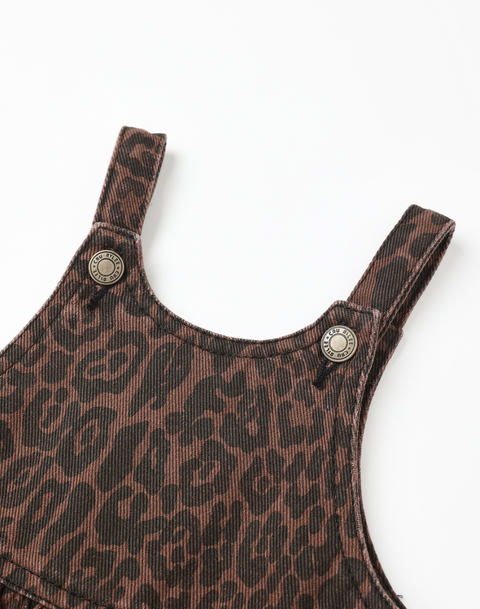 The Wide Leg Overalls - Leopard