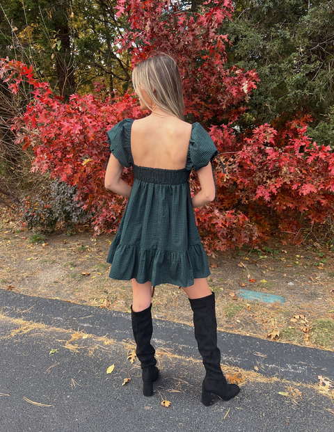 Mae Checkered Babydoll Dress