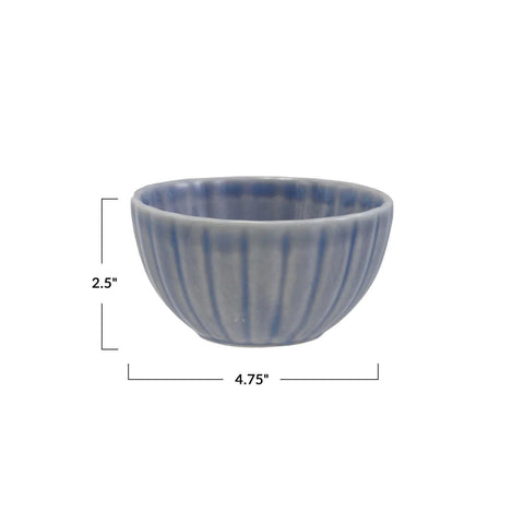 Stoneware Ribbed Bowl, Reactive Glaze - all colors