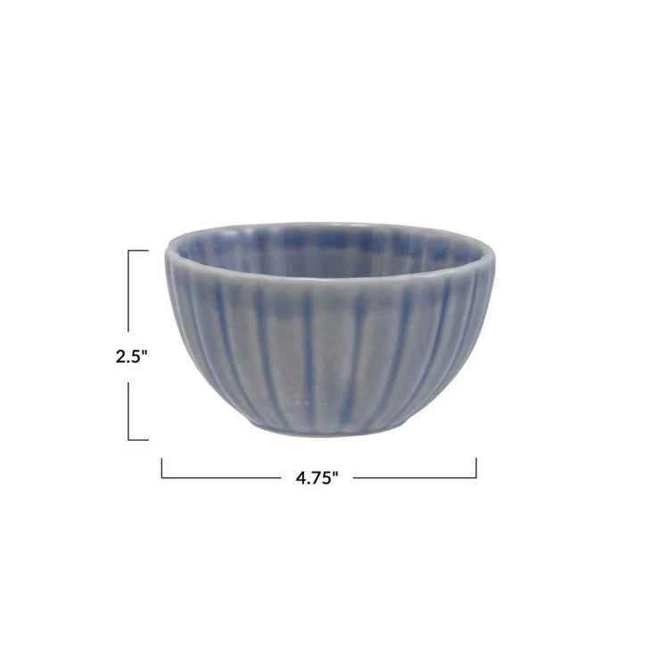 Stoneware Ribbed Bowl, Reactive Glaze - all colors