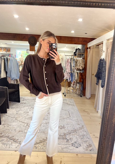 Falling For You Contrast Button Up Cardi