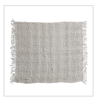 Cotton Blend Cable Knit Throw w/ Fringe, Natural