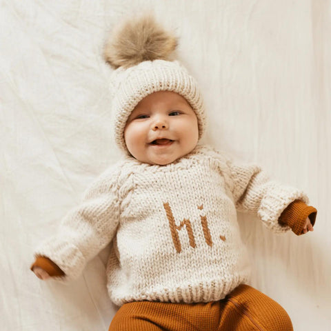 Hi. Pecan Crew Neck Sweater Baby & Toddler
